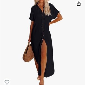 Black XL t shirt dress cover up floor length